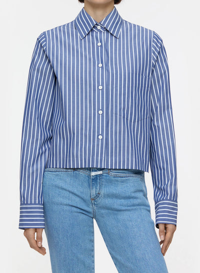 Closed | Cropped Blouse Graphite Blue Stripe